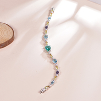 Bracelet tennis Kirin 925 en argent sterling pour femme, avec perles bleues en forme de poire et pierres à taille mixte