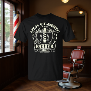 Camiseta Old Classic Barber Shop, ropa informal negra para hombre - Product Image 3