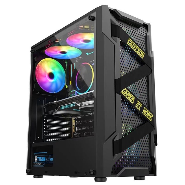 TOP RANKING Acrylic Side Transparent ATX Computer Cases, Computer Casing Desktop With 6 Fans Position and USB 3.0 Interface