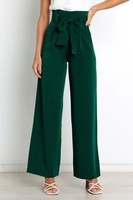 Offre Spéciale femmes taille haute élégant jambe large robe bureau pantalon respirant été formel pantalon plat avant Style