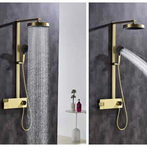 Jazzda Ultra Thin All Copper Shower Set With Piano Key Design Wall Mounted Concealed Dual Control Hot Cold - Product Image 2