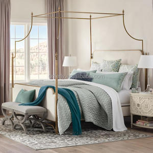 Ferly Hot Sale 2024 Britse Stijl Indoor Metalen Frame Meubels Slaapkamer Ijzeren Frame Gestoffeerd Queen & King Size Hemelbed - Product Image 5