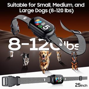 Automatisches Anti-Bell-Halsband mit 4 Trainingsmodi, IPX7 Wasserdicht, Hunde-Erziehungshalsband mit TFT-Farbbildschirm, Metallgitterband und Bellzähler - Product Image 6
