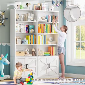 Bibliothèque blanche <span class=keywords><strong>avec</strong></span> étagères ouvertes modernes sur pied et armoire de rangement pour salon, bureau à domicile, bibliothèque - Product Image 4