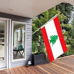 Drapeau national du Liban en polyester 3x5 pieds, imprimé numériquement, anti-plis, style flottant, avec deux œillets - Product Image 1