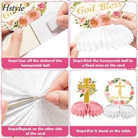 12 pièces rose Floral dieu bénisse décorations première Communion nid d'abeille pièce maîtresse pour dieu bénisse bébé fille baptême fête décor HS1447