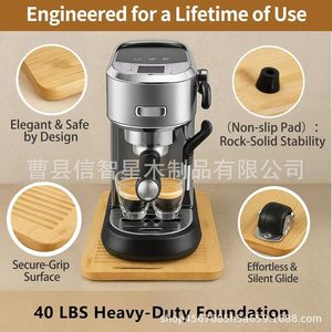 Bamboo Coffee Machine Base With Handle Solid Wood Kitchen Countertop Sliding Tray Modern Design Easy To Clean - Product Image 2