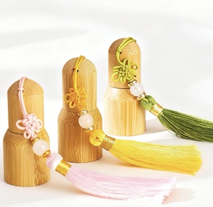 Botellas de <span class=keywords><strong>Perfume</strong></span> de Bambú de 2 ml con Rodillo, Botellas de Aceite Esencial con Bola de Bambú y Nudo Chino - Product Image 3