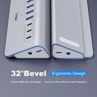 Hub USB 3.2 Gen 2 10 Gbps en aluminium à 9 ports avec ports USB-C/USB-A, compatible avec la charge PD 65W pour ordinateurs portables/iPhone 17/16/15/PC – En stock