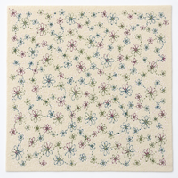 Tissu tricoté multicolore à broderie florale Ditsy, base 100% polyester, avec petites fleurs brodées dispersées, pour sac textile