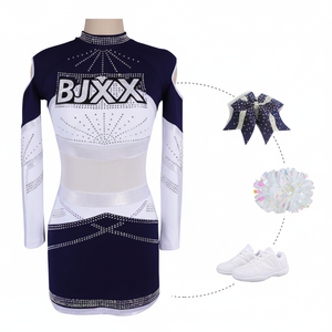 Fashion-Forward Black and White Cheerleading <b>Costume</b> Design <b>Uniform</b> Worn by Cheerleading Teams - Product Image 1