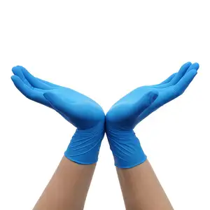 Guantes desechables de nitrilo azul sin polvo para guantes de trabajo