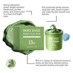 Odm Oem Holy Basil Bubble Mask Mascarilla de arcilla Limpieza profunda Control de aceite Mascarilla de burbujas de limpieza facial Suave - Product Image 4