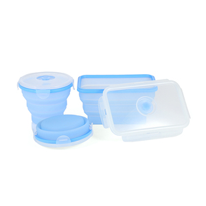 Utensilios de cocina personalizado calidad alimentaria ronda contenedor de alimentos con tapa plegable de silicona de la caja de almuerzo - Product Image 3