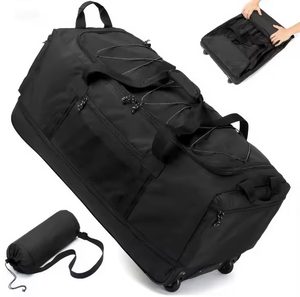Foldable Duffle Bag <strong>with</strong> <strong>Wheels</strong> 130-170L Expandable Rolling Duffel Bag Extra <strong>Large</strong> Wheeled <strong>Holdall</strong> 36 Inch, Black, 36 Inch - Product Image 1