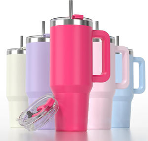 Botella de agua de 40 oz con asa, pajita abatible, vaso térmico aislado, taza de viaje reutilizable de acero inoxidable, base de goma - Product Image 1