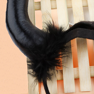 <strong>Devil</strong> <strong>Horn</strong> Hair Band with Feathers Big Cloth Halloween Costume Accessory in Bag Packaging - Product Image 4