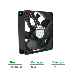 พัดลมระบายความร้อนแบบแกน SUNON MFC0251V3-000C-G99 ขนาด 120x120x25 มม. 12VDC 1.68W สำหรับตู้ไฟฟ้า อินเวอร์เตอร์  แบบ OEM/ODM  พร้อมตลับลูกปืน Vapo - Product Image 2