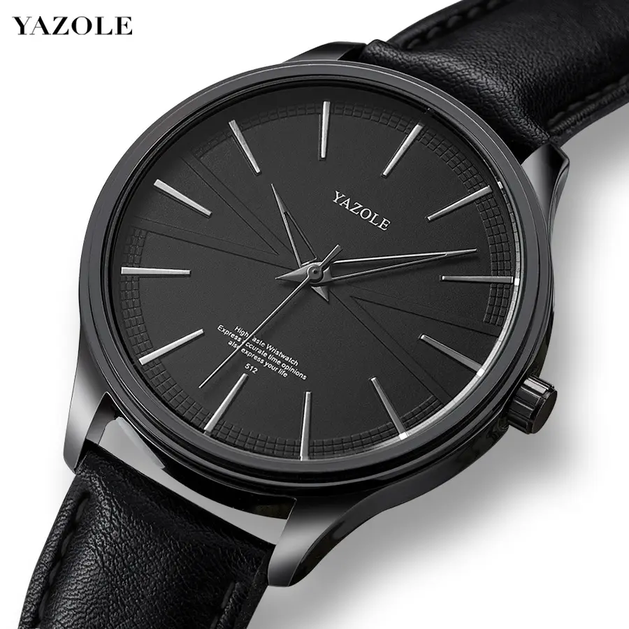 Yazole Mens Watches Men Fashion Simple Casual Quartz Watch Minimalist Style Leather Watch Business Wristwatch reloj hombre 2020