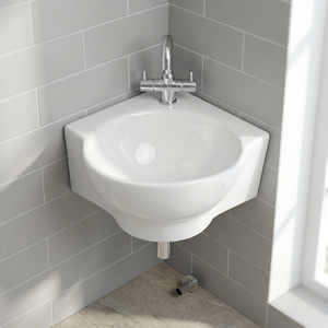 Artículos sanitarios de cerámica, lavabo de esquina pequeña triangular de Color blanco para baño y baño - Product Image 2