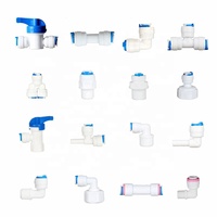 Raccord rapide en plastique pour connecteur de pipeline Pièce de filtre RO 1/2 ''Filetage 1/4'' OD Tube Adaptateur d'alimentation en eau à trois voies Vanne à bille