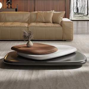 Mesa de centro giratoria de nogal de madera maciza creativa de diseñador, muebles de sala de estar ovalados simples modernos - Product Image 1