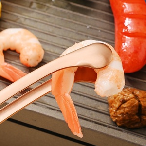 Clip para <span class=keywords><strong>barbacoa</strong></span> de acero inoxidable 304, sartén para <span class=keywords><strong>barbacoa</strong></span>, bistec, <span class=keywords><strong>barbacoa</strong></span>, Clip dorado para comida, mango de madera, Clip público de acero inoxidable - Product Image 3