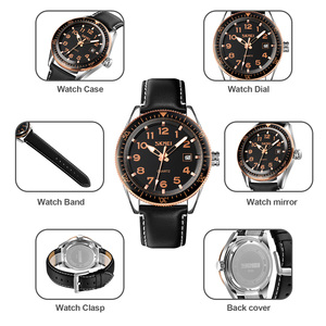 Reloj cronógrafo redondo para hombre, reloj de pulsera de lujo de acero inoxidable y cuero, reloj de cuarzo resistente al agua 30M - Product Image 2