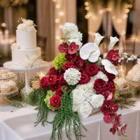 Centro de Mesa de Bolas de Flores de Seda Rojo Borgoña Personalizado de 50 cm, Decoración Realista para Mesa de Boda, Venta al por Mayor de Fábrica OEM