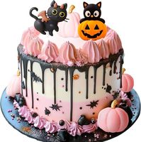 Set de 15 Adornos para Pastel de Halloween, Gato Volador, Murciélago, Calabaza, Linterna, Bola de Pastel Negra y Naranja, Decoración para Fiestas, Suministros de Decoración para Halloween