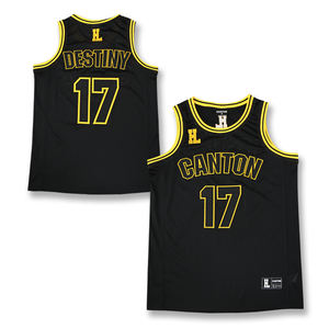 定制刺绣名称设计网眼黄色青年经典篮球衫 - Product Image 5