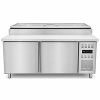 Table de préparation réfrigérée professionnelle facile à nettoyer avec bacs à ingrédients pour cuisine de pizzeria