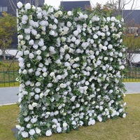 Dekorasi Dinding Bunga Daun Mawar Peony Hijau Putih Hutan 5D Baru untuk Latar Belakang Pernikahan, Pemotretan Foto, Elegan Modern Romantis