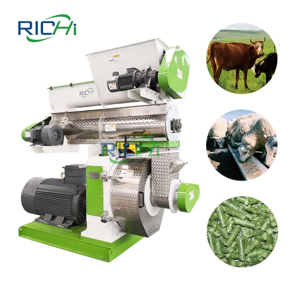 RICHI CE 3-15t/h Durable Feed Pellet Machine Grass Bran Granulator