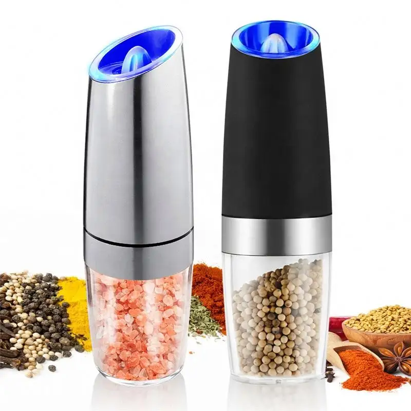 Automatic Salt Pepper Mill Grinder Spice Grinder With LED Light Kitchen Spice Tools Set for Cooking