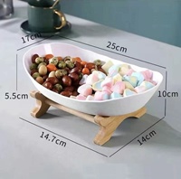 Panier à fruits à 3 niveaux avec assiette pour snack fruits support en bois de bambou récipient alimentaire plat pour salade légumes support d'assiette de stockage