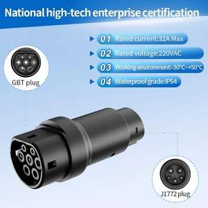 Adaptador de Carga CA GB/T a J1772 para <span class=keywords><strong>Nissan</strong></span> <span class=keywords><strong>Leaf</strong></span>, Chevy Bolt, Tesla Model S, Carga en Estaciones Públicas Chinas para Vehículos Eléctricos, IP65 para Exteriores - Product Image 2