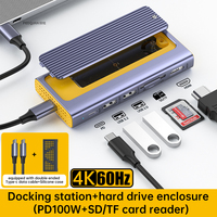Station d'accueil de stockage mobile 7 en 1 USB3.1 Type-C Conversion HDTV + SD/TF + USB 2.0 + USB 3.1 + TYPE C(PD + Données) + M.2 10G SATA/NVMe