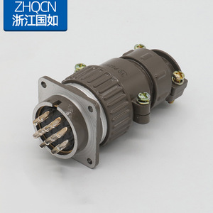 P32K3Q/J3A 12 Pin Straight Circular Connector Female Socket Gray Black Bakelite Shell Copper Contacts - Product Image 4
