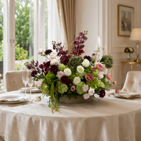 Boule de fleurs artificielle blanche et verte personnalisée, faite à la main, pour centre de table, décoration d'événements de mariage en extérieur