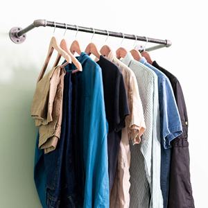 औद्योगिक पाइप दीवार पर चढ़कर कपड़े रैक वाणिज्यिक आवासीय अलमारी कोट प्रदर्शन भारी शुल्क देहाती विंटेज परिधान रैक - Product Image 2