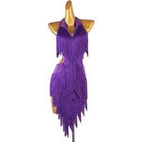 Robe de concours de danse latine 2026 professionnelle à franges pour Cha-Cha Samba, jupe de danse de salon avec strass