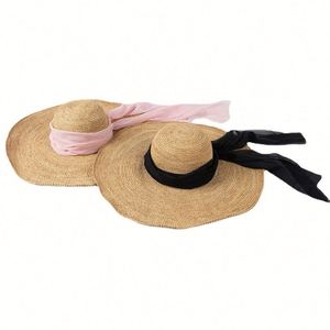 Chapeau de paille de luxe pour femme, style été, crocheté à la main en raphia, grand bord rayé, idéal pour les sorties décontractées et les activités de plein air - Product Image 2