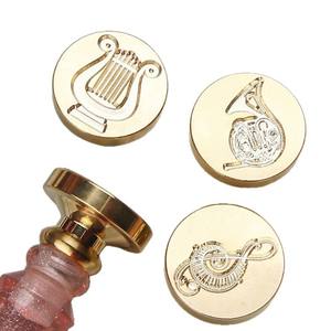 Sellos de cera con notas musicales de la serie Vocal, cabezales redondos de cobre para decoración de diarios - Product Image 5