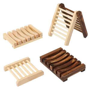 Bathroom Modern Wooden Bamboo Rectangle Plat Dry cleaning Shower Dish Storage Holder Soap Tray