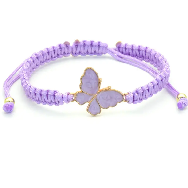 2024 popolari ragazze regali fatti a mano intrecciato braccialetto di amicizia smalto Charm braccialetti a farfalla