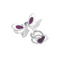 Ensemble de boucles d'oreilles en forme de cœur plaqué argent, design changeant de couleur, taille réglable, cadeau de mariage, de fiançailles, de fête, unisexe, tendance
