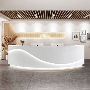 Comptoir de bar en bois en forme d'arc créatif pour hôtel et réception scolaire, design moderne, forme personnalisable - Product Image 2