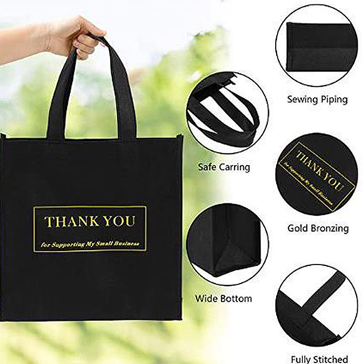 Custom printed recyclable large non-woven shopping bag with thank you