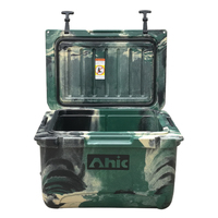 Boîte de rangement pour aliments en PE imperméable et isolée, motif camouflage léopard, capacité 45L, avec logo personnalisé